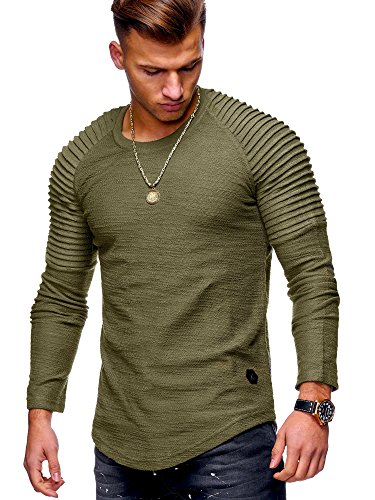 MT Styles Herren Oversize Sweatshirt Biker Pullover Hoodie MT-7311 [Khaki, L] von Rello & Reese