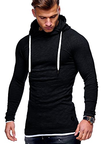 Rello & Reese Herren 2in1 Oversize Hoodie Pullover Kapuzenpullover Hoodie High-Neck MT-7434 [Schwarz, XXL] von Rello & Reese