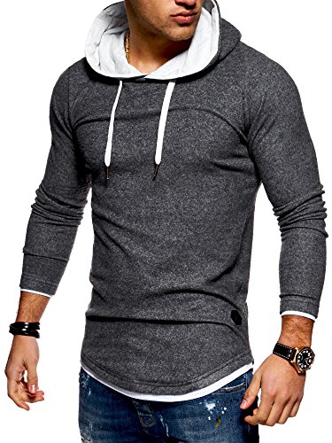 Rello & Reese Herren 2in1 Oversize Hoodie Pullover Kapuzenpullover Hoodie MT-7426 [Dunkelgrau, XL] von Rello & Reese