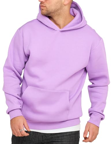 Rello & Reese Herren Basic Oversize Hoodie Kapuzenpullover Sweatshirt Pullover Lila-XS von Rello & Reese
