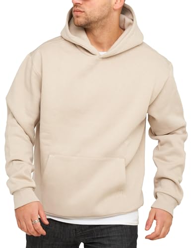 Rello & Reese Herren Basic Oversize Hoodie Kapuzenpullover Sweatshirt Pullover Taupe-XXL von Rello & Reese