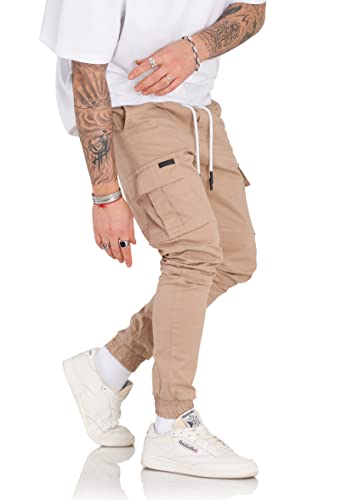 Rello & Reese Herren Cargo Jogger Cargohose Chino-Hose 20086 [Beige, W34] von Rello & Reese