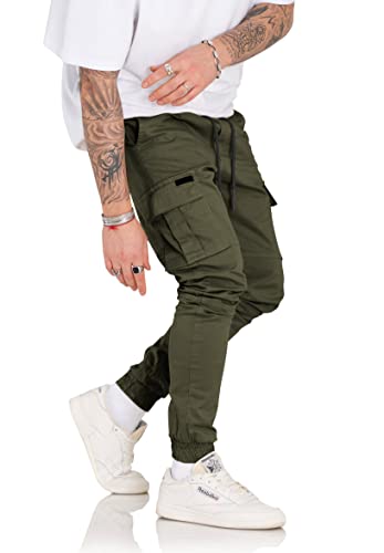 Rello & Reese Herren Cargo Jogger Cargohose Chino-Hose 20086 [Khaki, W36] von Rello & Reese