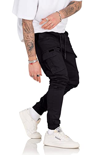 Rello & Reese Herren Cargo Jogger Cargohose Chino-Hose 20086 [Schwarz, W30] von Rello & Reese