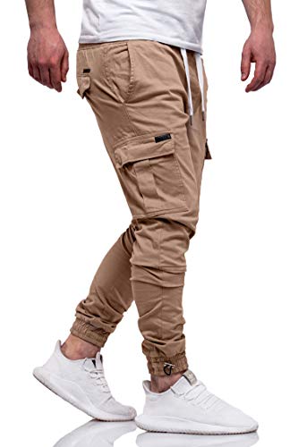 Rello & Reese Herren Cargo Jogger Chinohose Carhohose Chino Hose Jeans JN-3888 [Beige, W29] von Rello & Reese