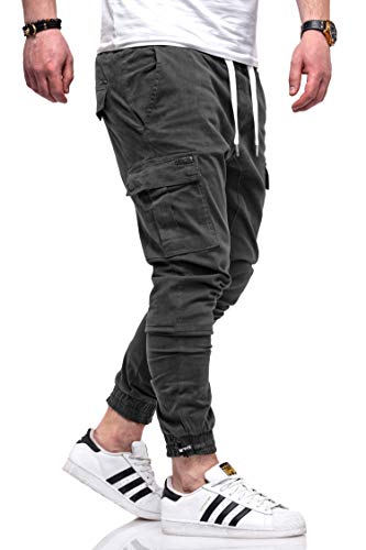 Rello & Reese Herren Cargo Jogger Chinohose Carhohose Chino Hose Jeans JN-3888 [Dunkelgrau, W31] von Rello & Reese