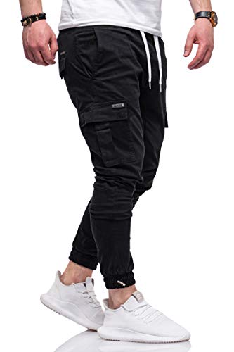 Rello & Reese Herren Cargo Jogger Chinohose Carhohose Chino Hose Jeans JN-3888 [Schwarz, W30] von Rello & Reese