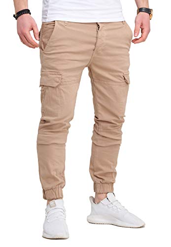 Rello & Reese Herren Cargohose Chino Jogger Jeans-Hose JN-3822 [Beige, W31] von Rello & Reese