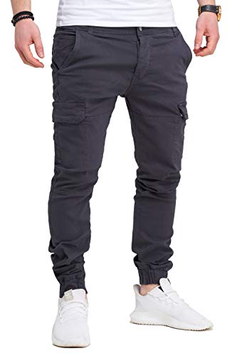 Rello & Reese Herren Cargohose Chino Jogger Jeans-Hose JN-3822 [Dunkelgrau, W31] von Rello & Reese