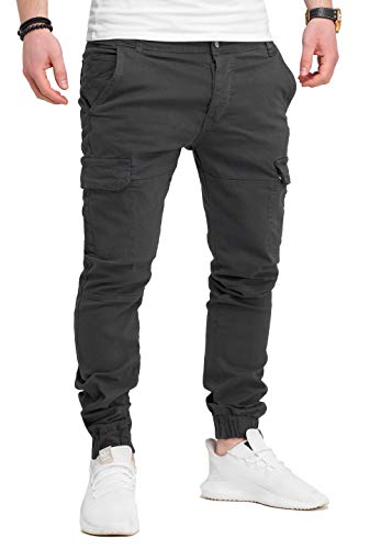 Rello & Reese Herren Cargohose Chino Jogger Jeans-Hose JN-3822 [Schwarz, W30] von Rello & Reese