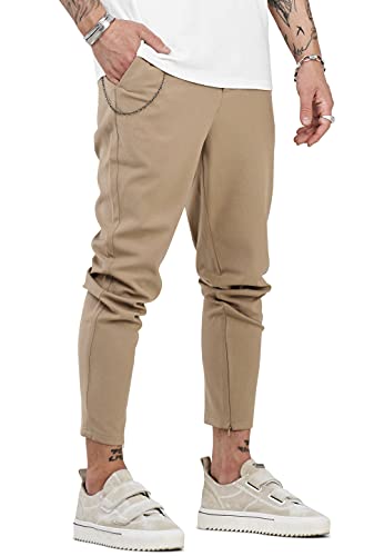 Rello & Reese Herren Cropped Hose Jeans Chinohose Stretchhose Slim Fit JN-3505 [Beige, W36/L32] von Rello & Reese