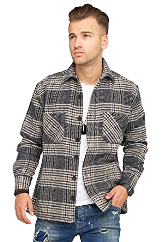 Rello & Reese Herren Flanellhemd Hemd Kariert Flanell Overshirt Übergangsjacke YY152 [Beige, XS] von Rello & Reese