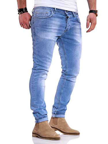 Rello & Reese Herren Jeans Hose Denim Slim Fit JN-105-1 [Hellblau, W33/L32] von Rello & Reese
