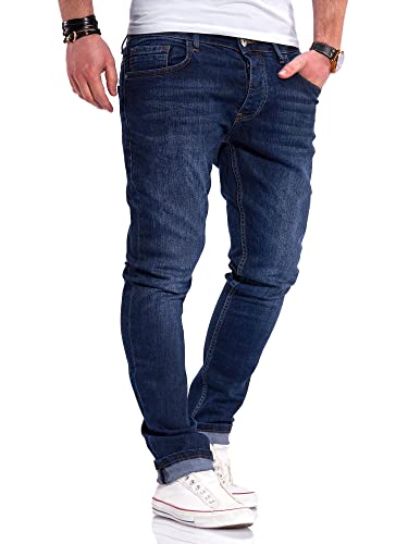 Rello & Reese Herren Jeans Hose Denim Slim Fit JN-105-6 [Dunkelblau, W29/L32] von Rello & Reese