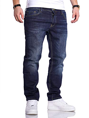 Rello & Reese Herren Jeans Straight Fit Denim Hose Regular Stetch JN-221 [Dunkelblau, W31/L30] von Rello & Reese