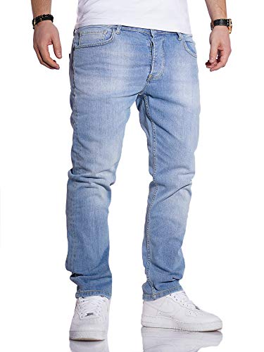 Rello & Reese Herren Jeans Straight Fit Denim Hose Regular Stetch JN-221 [Hellblau, W38/L30] von Rello & Reese