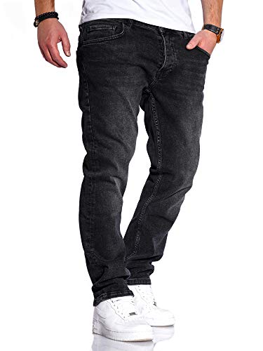 Rello & Reese Herren Jeans Straight Fit Denim Hose Regular Stetch JN-221 [Schwarz, W30/L32] von Rello & Reese