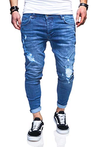 Rello & Reese Herren Jeans Straight Fit Denim Hose Regular Stetch JN-3496 [Blau, W30/L32] von Rello & Reese