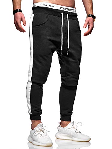 Rello & Reese Herren Jogginghose Trainingshose Hose Sporthose JG-3015 [Schwarz/Weiß, XL] von Rello & Reese