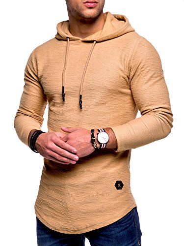 Rello & Reese Herren Oversize Hoodie Pullover Kapuzenpullover MT-7420 [Beige, von Rello & Reese