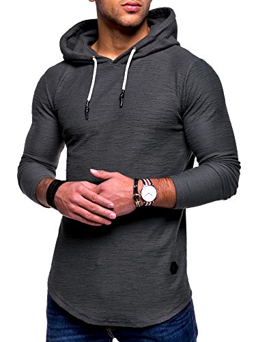 Rello & Reese Herren Oversize Hoodie Pullover Kapuzenpullover MT-7420 [Dunkelgrau, M] von Rello & Reese