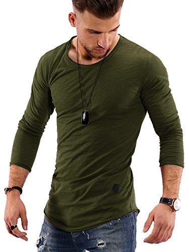 Rello & Reese Herren Oversize Longsleeve Crew Neck Sweatshirt T-Shirt MT-7315 (Khaki, M) von Rello & Reese