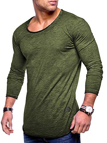 Rello & Reese Herren Oversize Longsleeve Crew Neck Sweatshirt T-Shirt MT-7315 (Khaki Wash, M) von Rello & Reese