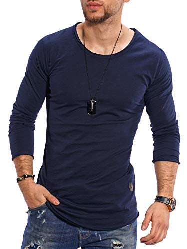 Rello & Reese Herren Oversize Longsleeve Crew Neck Sweatshirt T-Shirt MT-7315 (Navy, M) von Rello & Reese