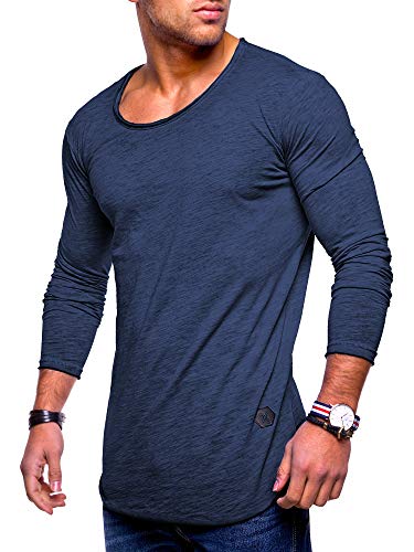 Rello & Reese Herren Oversize Longsleeve Crew Neck Sweatshirt T-Shirt MT-7315 (Navy Wash, M) von Rello & Reese