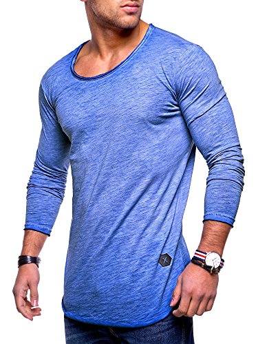 Rello & Reese Herren Oversize Longsleeve Crew Neck Sweatshirt T-Shirt MT-7315 [Blau, 3XL] von Rello & Reese