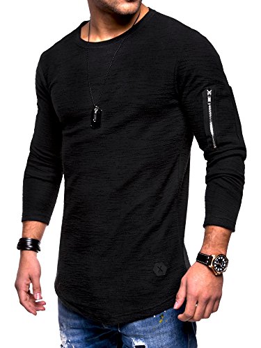 Rello & Reese Herren Oversize Sweatshirt Pullover Hoodie MT-7310 [Schwarz, von Rello & Reese