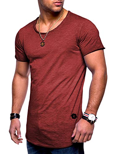 Rello & Reese Herren Oversize T-Shirt Crew Rundhals MT-7103 (Bordeaux Wash, L) von Rello & Reese