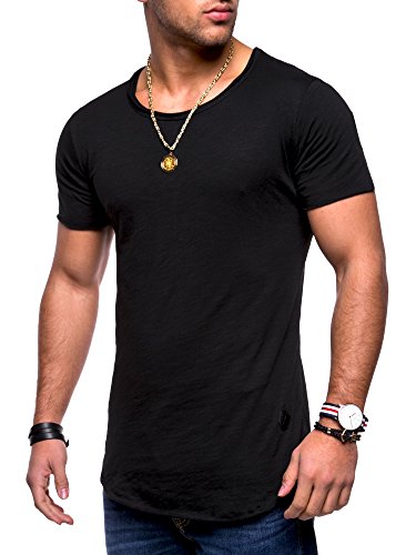 Rello & Reese Herren Oversize T-Shirt Crew Rundhals MT-7103 [Schwarz, XXL] von Rello & Reese