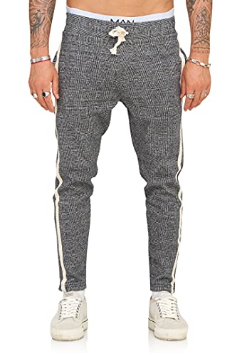 Rello & Reese Herren Plaid Hose Jogger Hose Stretchhose Chino Tapered Fit P-8024 [Schwarz, von Rello & Reese