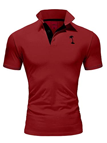 Rello & Reese Herren Poloshirt Kontrast Kurzarm T-Shirt Polo MP-322 [Weinrot, S] von Rello & Reese