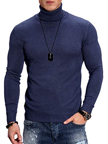 Rello & Reese Herren Rollkragen-Pullover Strickpullover Feinstrick Rolli Sweatshirt YB02 [Navy, von Rello & Reese
