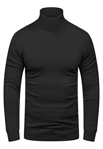 Rello & Reese Herren Rollkragenpullover Strick-Pullover Rolli Sweatshirt Feinstrick 22289 [Schwarz, von Rello & Reese