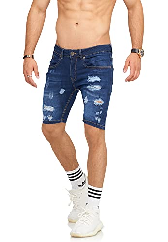 Rello & Reese Herren Shorts Jeansshorts Jeans Kurze Hose 22170 [W34, Blau (Destroyed Parts)] von Rello & Reese