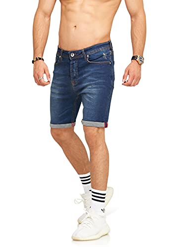 Rello & Reese Herren Shorts Jeansshorts Jeans Kurze Hose JN-1920 [W30, Dunkelblau] von Rello & Reese