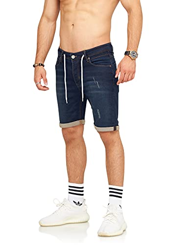 Rello & Reese Herren Shorts Jeansshorts Jeans Kurze Hose JN-1931 [W34, Dunkelblau] von Rello & Reese