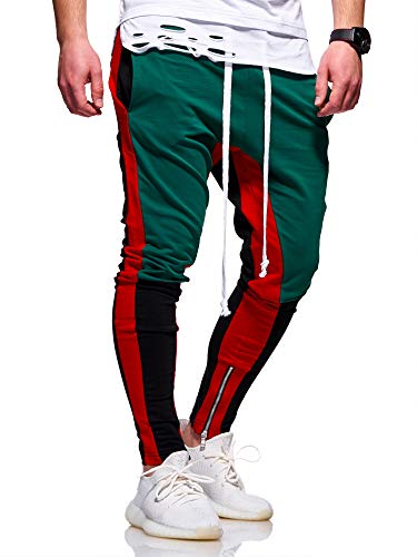 Rello & Reese Herren Sporthose Jogginghose Trainingshose Hose Colour-Block RR-5049 [Khaki, von Rello & Reese