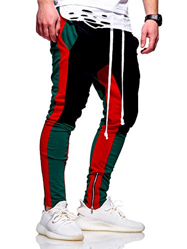 Rello & Reese Herren Sporthose Jogginghose Trainingshose Hose Colour-Block RR-5049 [Schwarz, von Rello & Reese