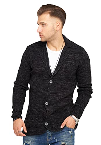 Rello & Reese Herren Strick-Jacke Cardigan Sweatjacke Übergangsjacke Strickweste CR-8777 [Schwarz, von Rello & Reese