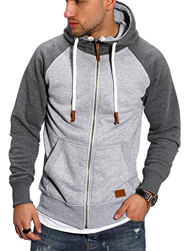 Rello & Reese Herren Sweatjacke Hoodie Zip-Jacke Kapuzenpullover MT-7681 [Grau, L] von Rello & Reese