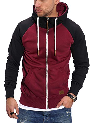 Rello & Reese Herren Sweatjacke Hoodie Zip-Jacke Kapuzenpullover MT-7681 [Weinrot, L] von Rello & Reese