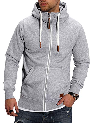 Rello & Reese Herren Sweatjacke Hoodie Zip-Jacke Kapuzenpullover MT-7692 [Grau, L] von Rello & Reese