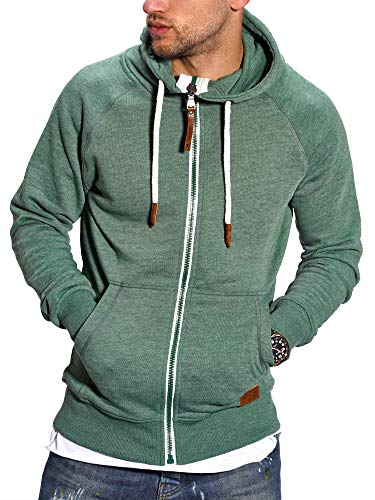 Rello & Reese Herren Sweatjacke Hoodie Zip-Jacke Kapuzenpullover MT-7692 [Grün, von Rello & Reese
