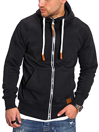 Rello & Reese Herren Sweatjacke Hoodie Zip-Jacke Kapuzenpullover MT-7692 [Schwarz, XL] von Rello & Reese