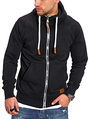Rello & Reese Herren Sweatjacke Hoodie Zip-Jacke Kapuzenpullover MT-7692 [Schwarz, von Rello & Reese