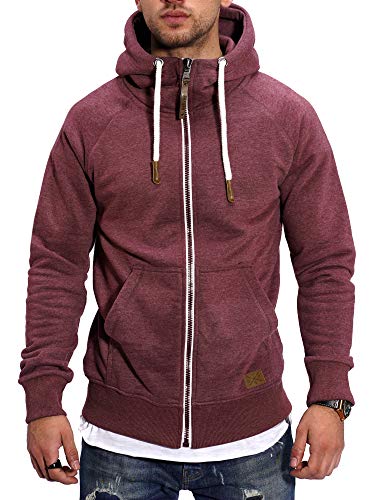 Rello & Reese Herren Sweatjacke Hoodie Zip-Jacke Kapuzenpullover MT-7692 [Weinrot, L] von Rello & Reese